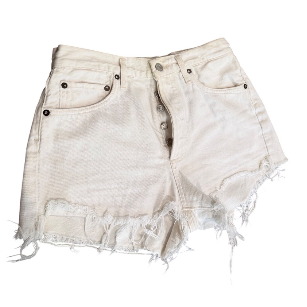 AGOLDE Parker White High Rise Distressed Denim Shorts cutoffs A026-1183 Size 26